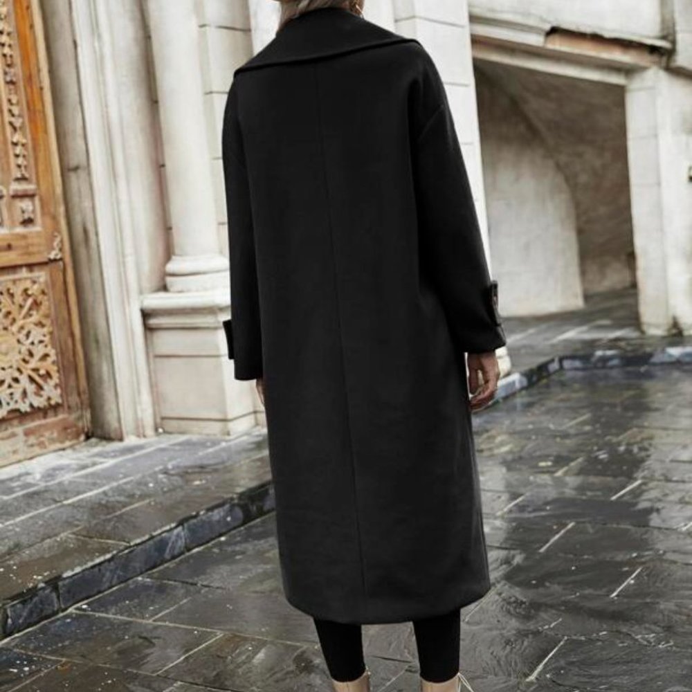 Lapel Collar Double Breasted Coat - Picture 6 of 8